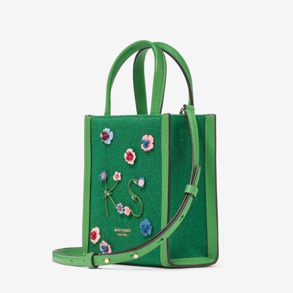 NEW Kate Spade New York Manhattan Floral Appliqué Chenille Mini Tote Crossbody - Picture 5 of 7
